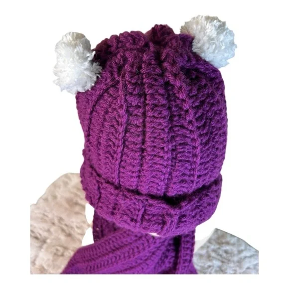 Handmade Bright Purple Crochet Hat & Scarf Set – Cozy & Stylish - Picture 6 of 9
